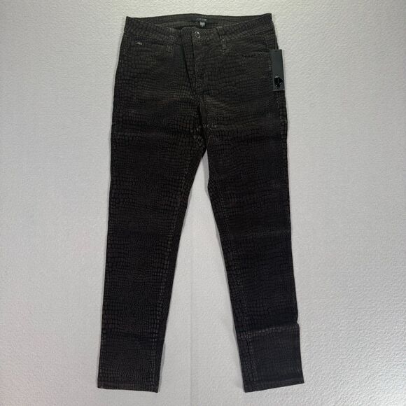 Joes Jeans Womens 27 Black Asphalt Cheetah Puff Print Slim‎ Skinny Pants Tapered - Picture 1 of 13
